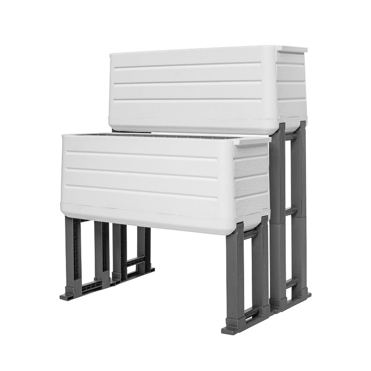 Smart Modular Garden, 2-Pack 27" x 11" x 22" / 27" x 11" x 33" – White/Gray