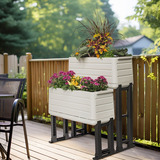 Smart Modular Garden, 2-Pack 27" x 11" x 22" / 27" x 11" x 33" – White/Gray
