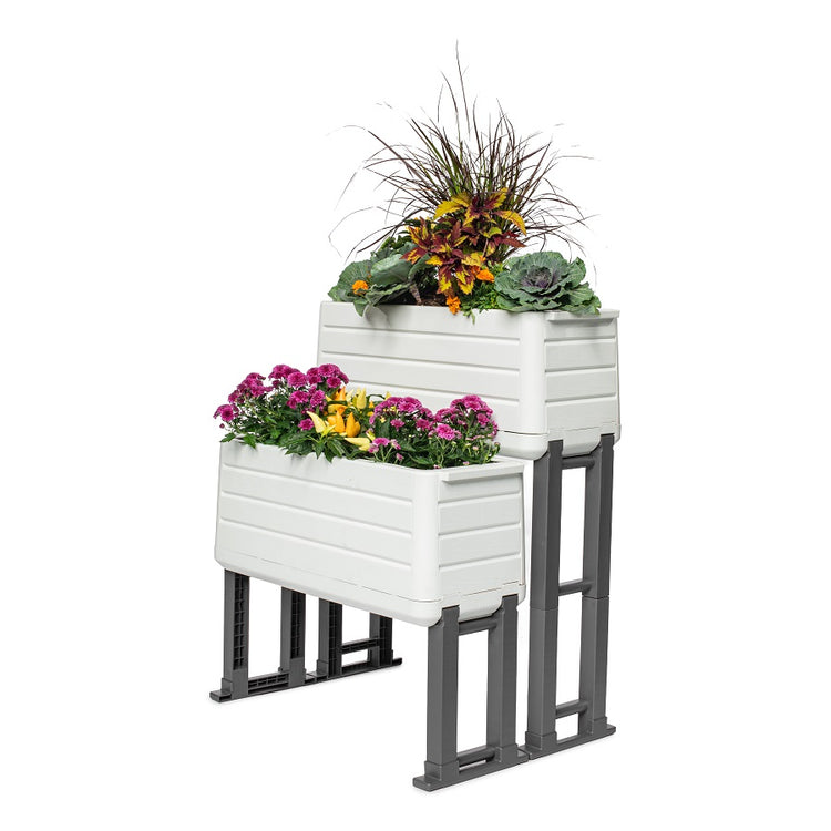 Smart Modular Garden, 2-Pack 27" x 11" x 22" / 27" x 11" x 33" – White/Gray